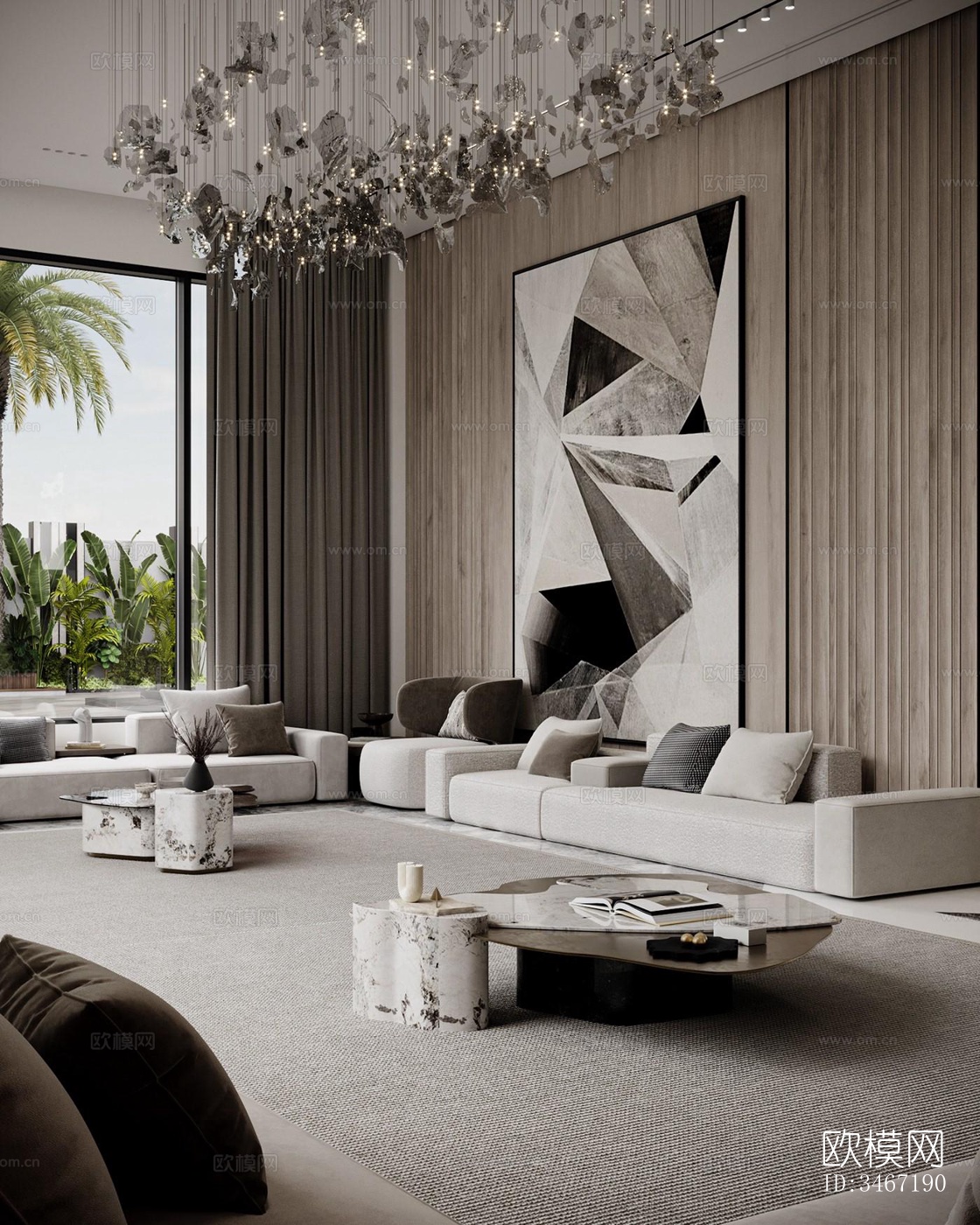 现代大平层效果图下载（渲染图15）