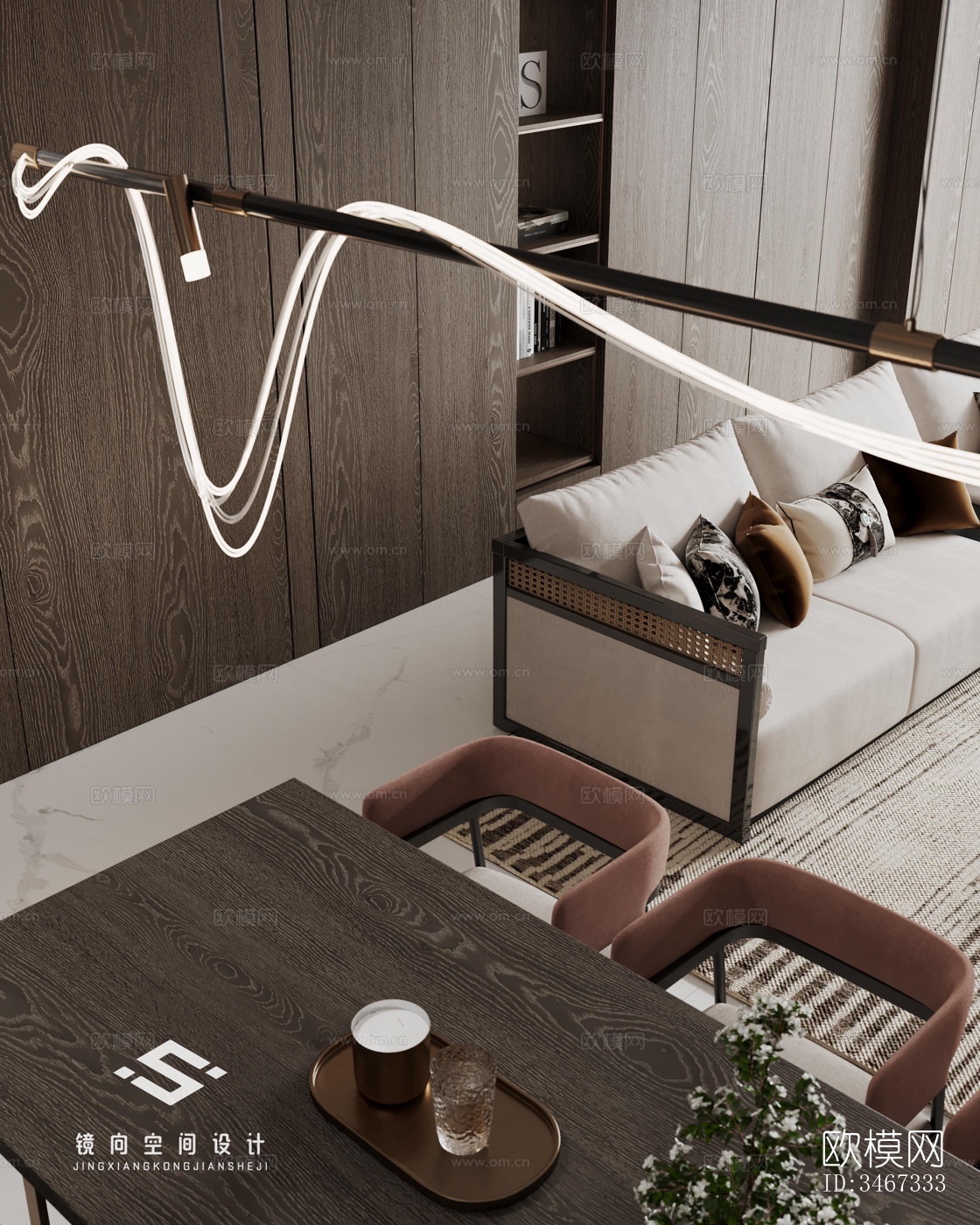 现代大平层效果图下载（渲染图5）