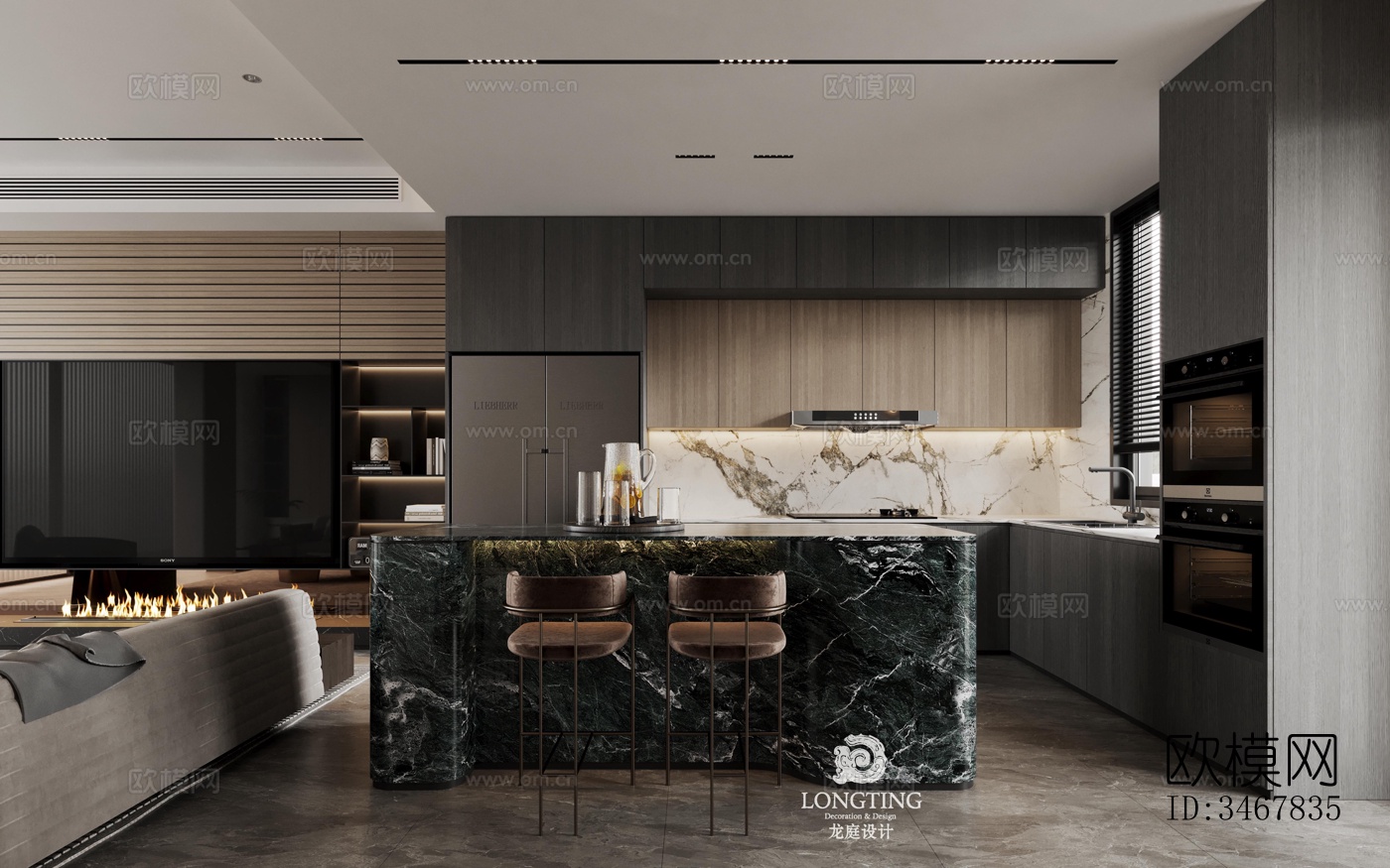 现代大平层效果图下载（渲染图9）