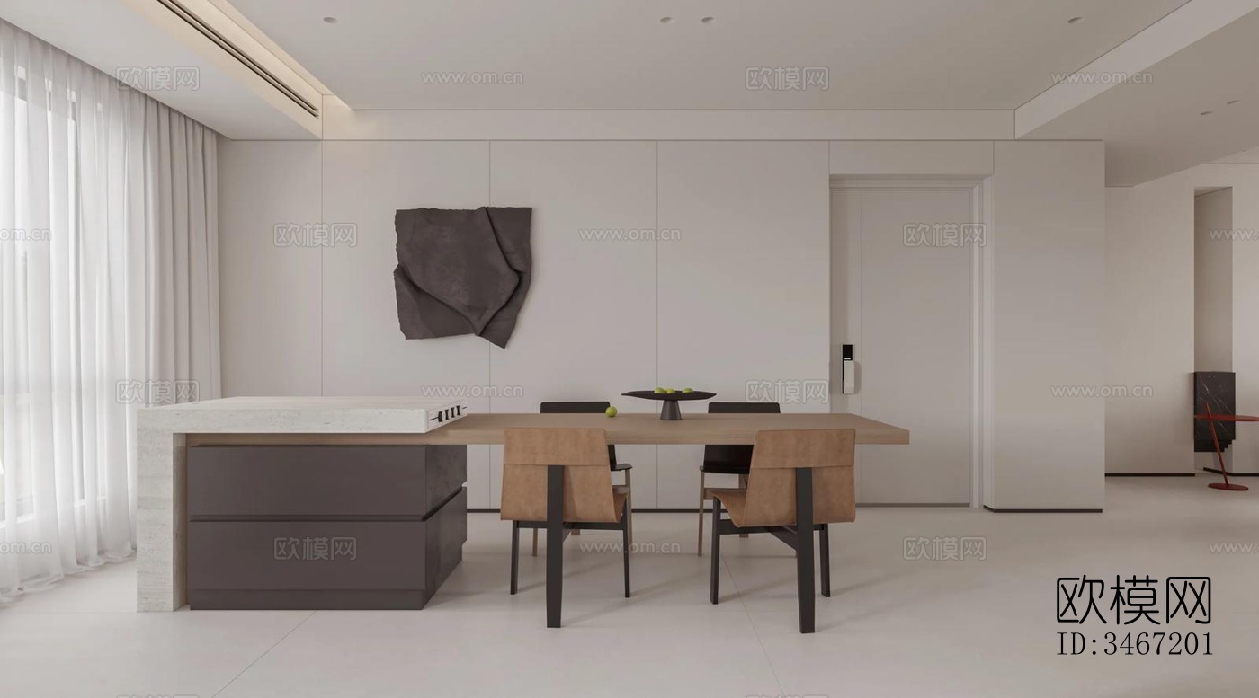 现代大平层效果图下载（渲染图5）