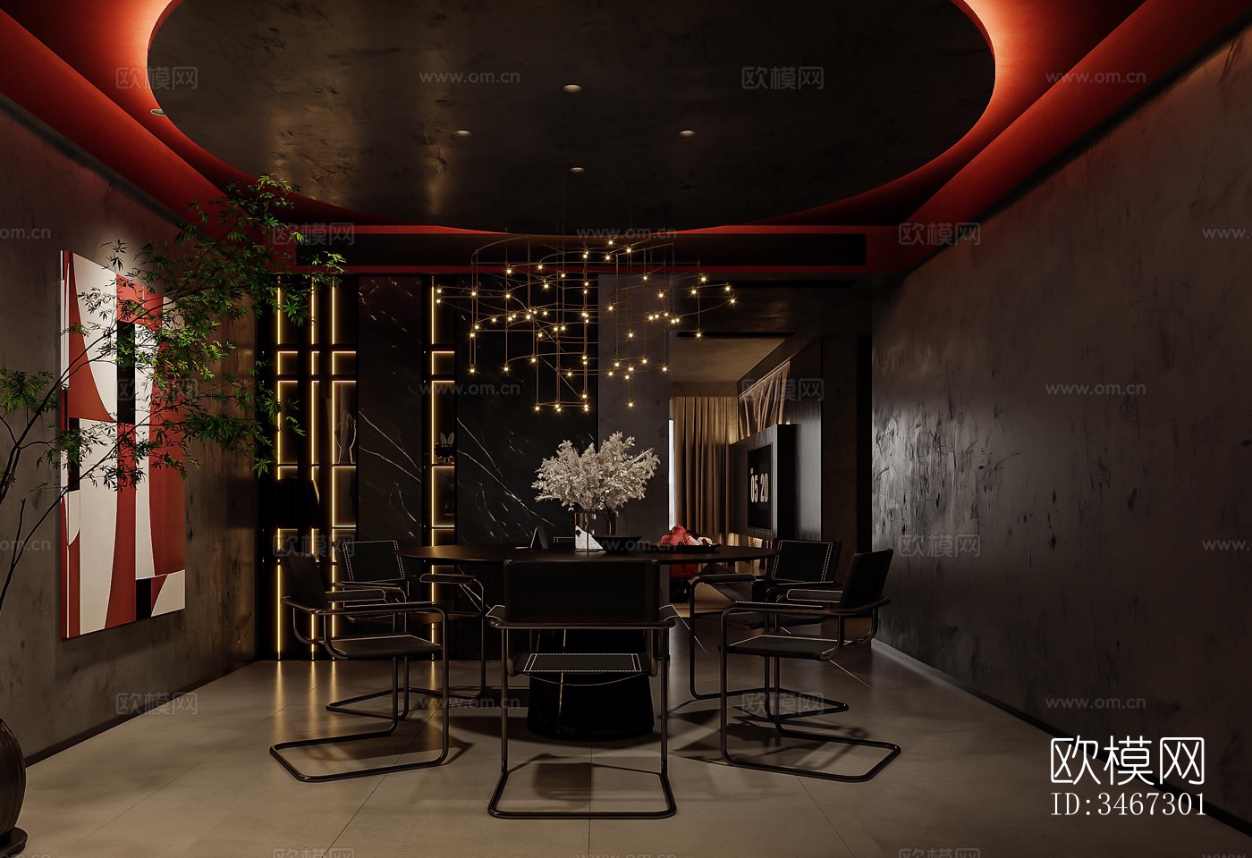 现代大平层效果图下载（渲染图12）