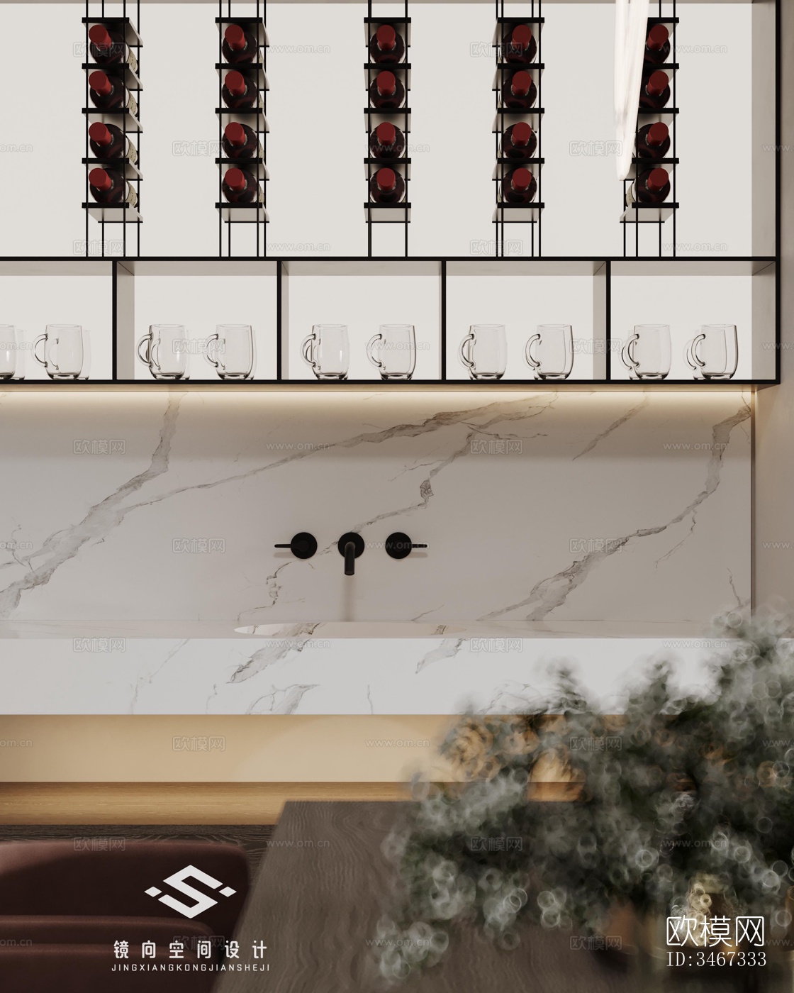 现代大平层效果图下载（渲染图6）