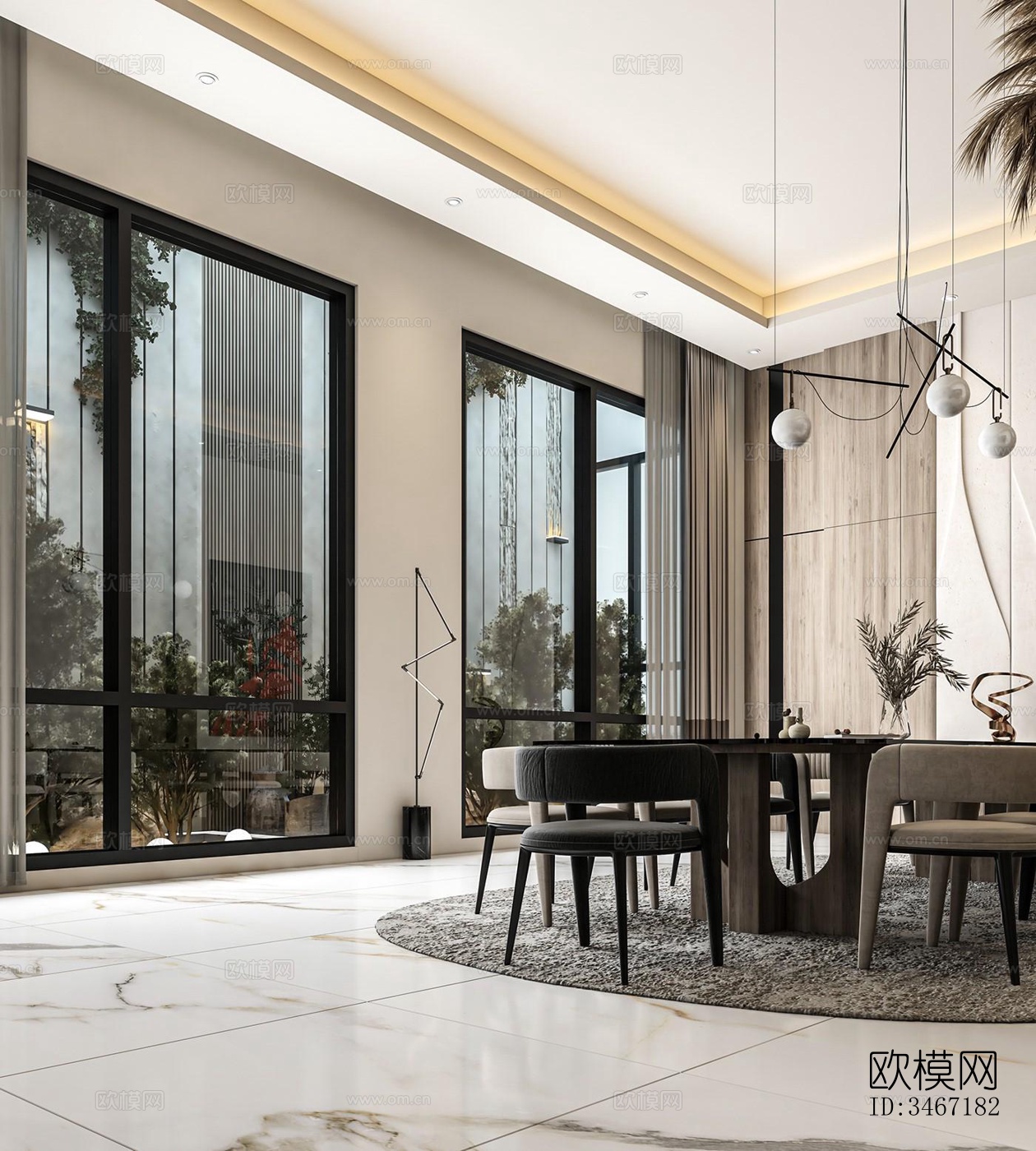 现代大平层效果图下载（渲染图6）