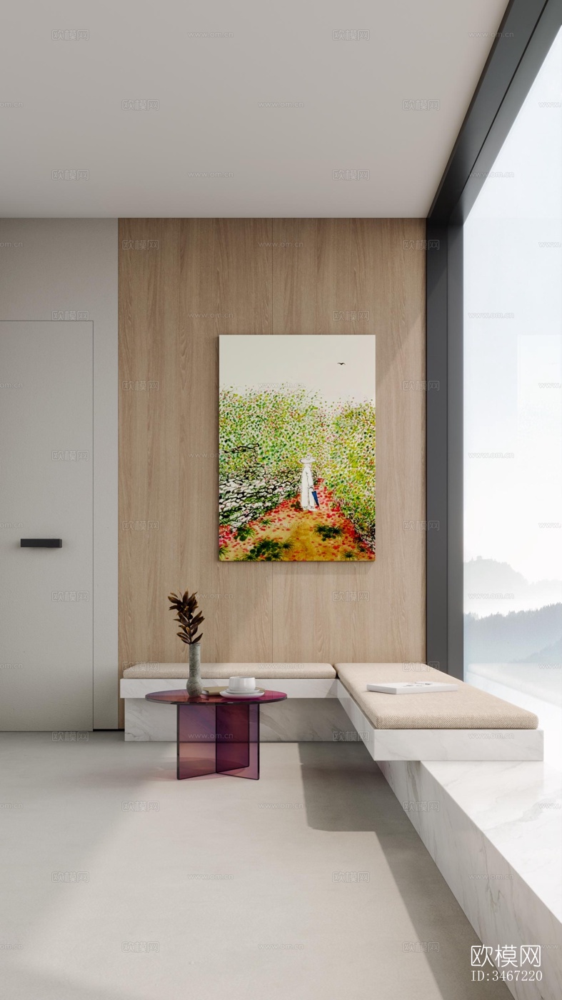 现代大平层效果图下载（渲染图2）