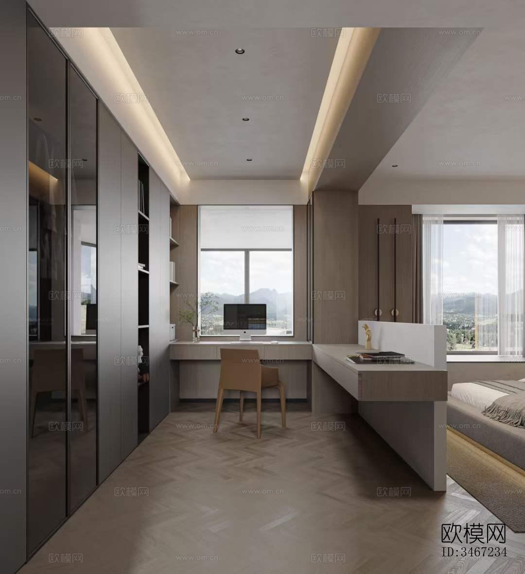 现代大平层效果图下载（渲染图7）