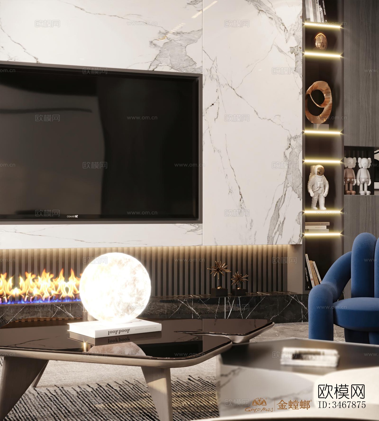 现代大平层效果图下载（渲染图5）