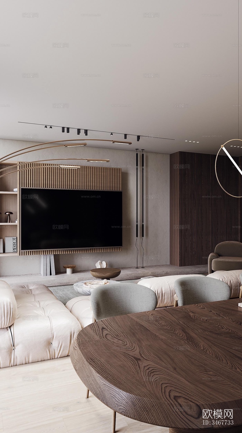 现代大平层效果图下载（渲染图15）