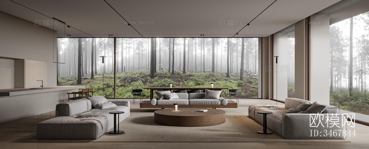 现代大平层效果图下载（渲染图7）