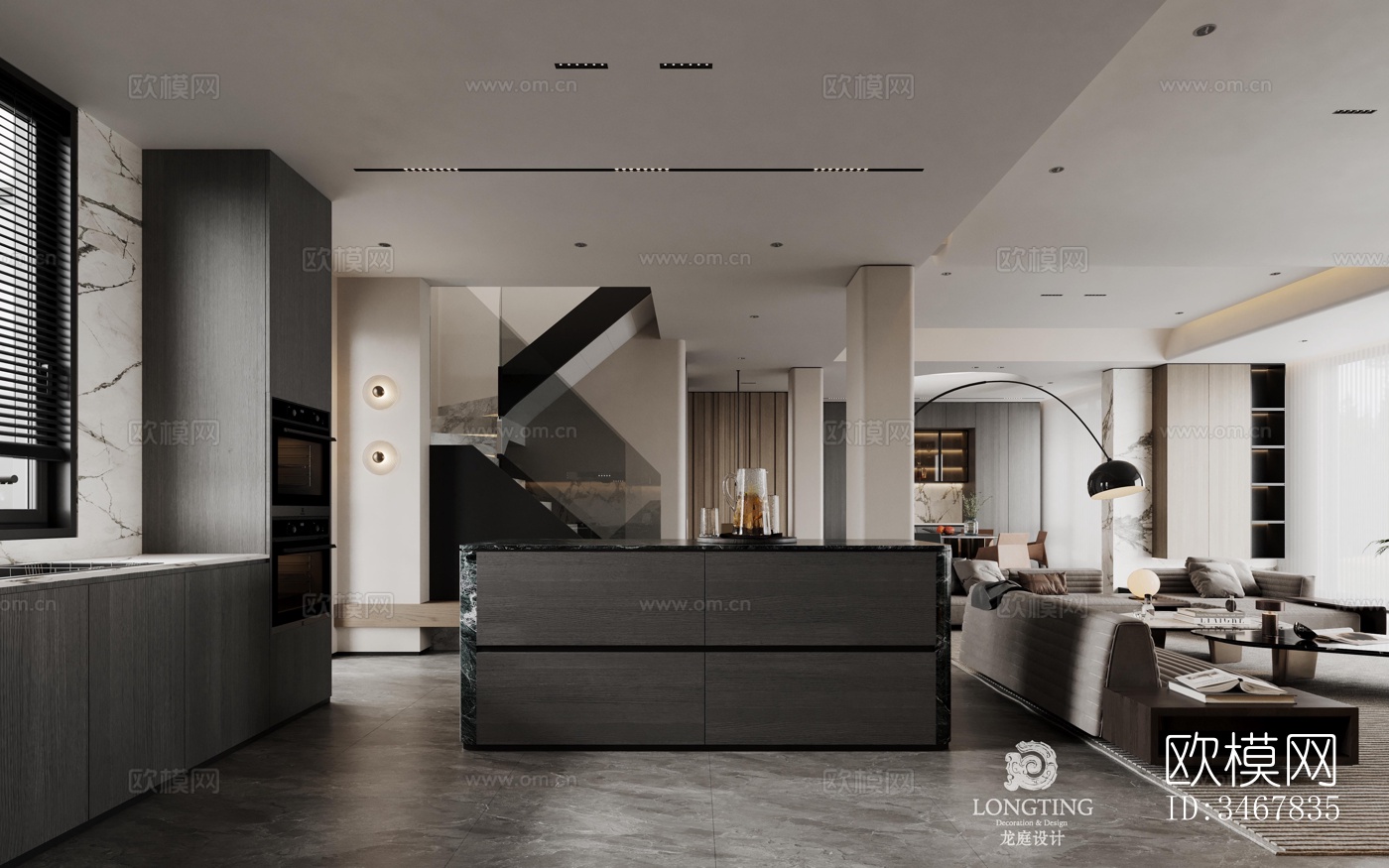 现代大平层效果图下载（渲染图10）