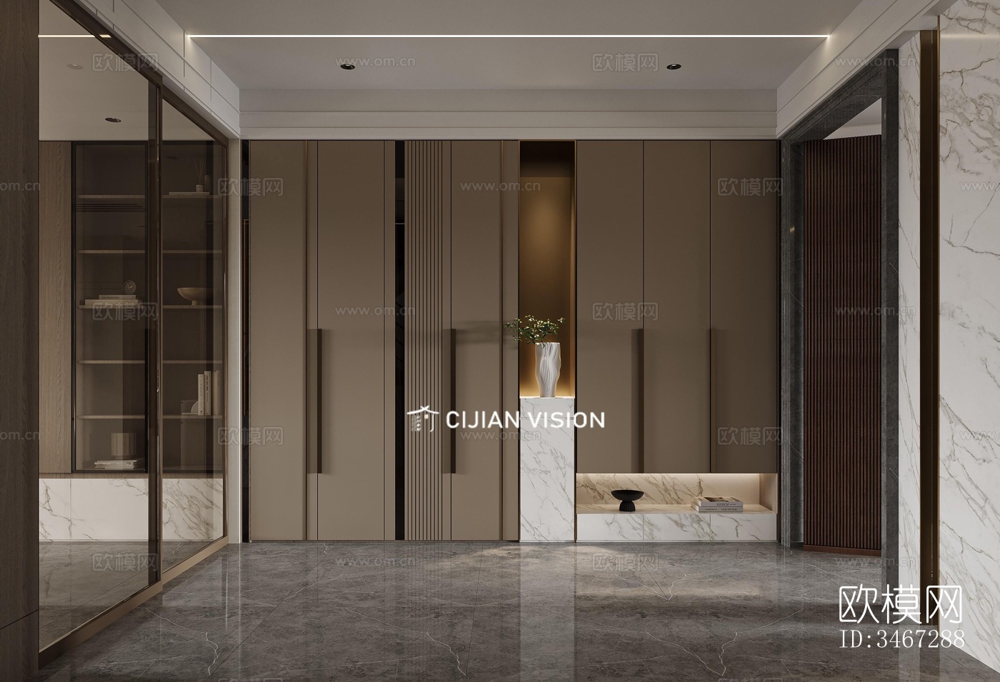 现代大平层效果图下载（渲染图9）