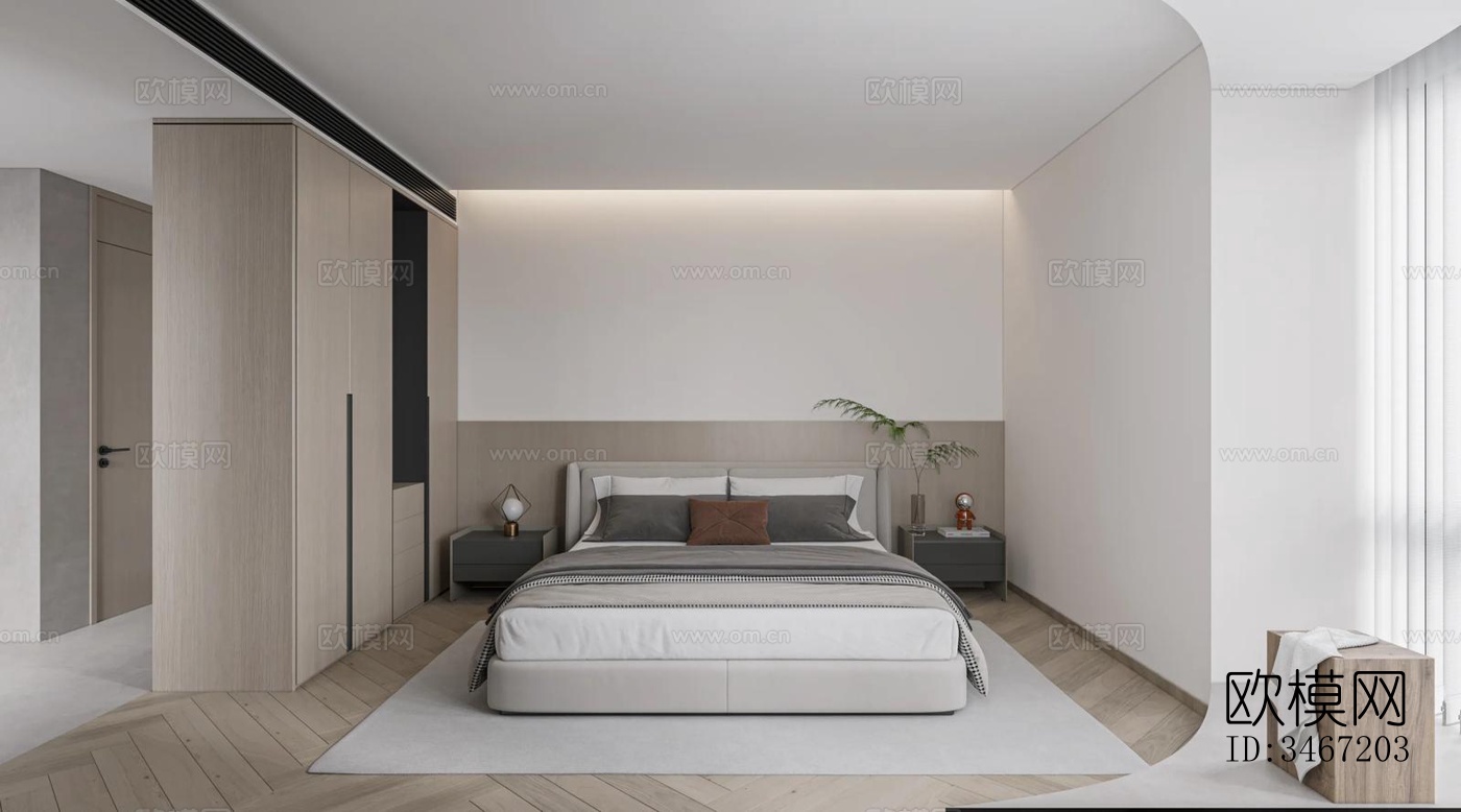 现代大平层效果图下载（渲染图8）