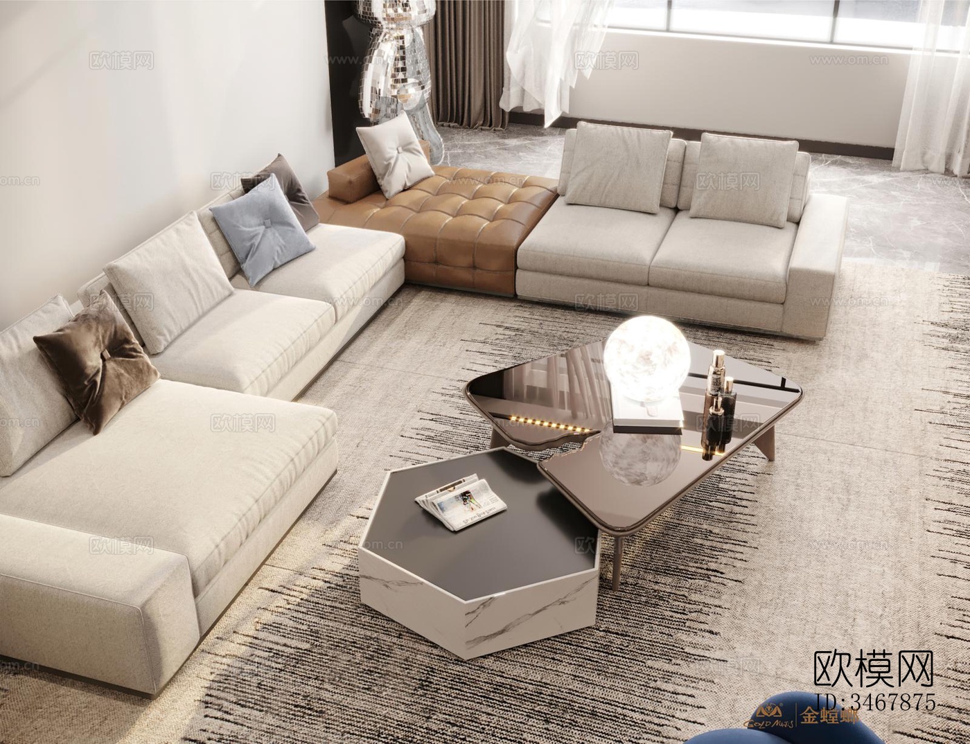 现代大平层效果图下载（渲染图12）