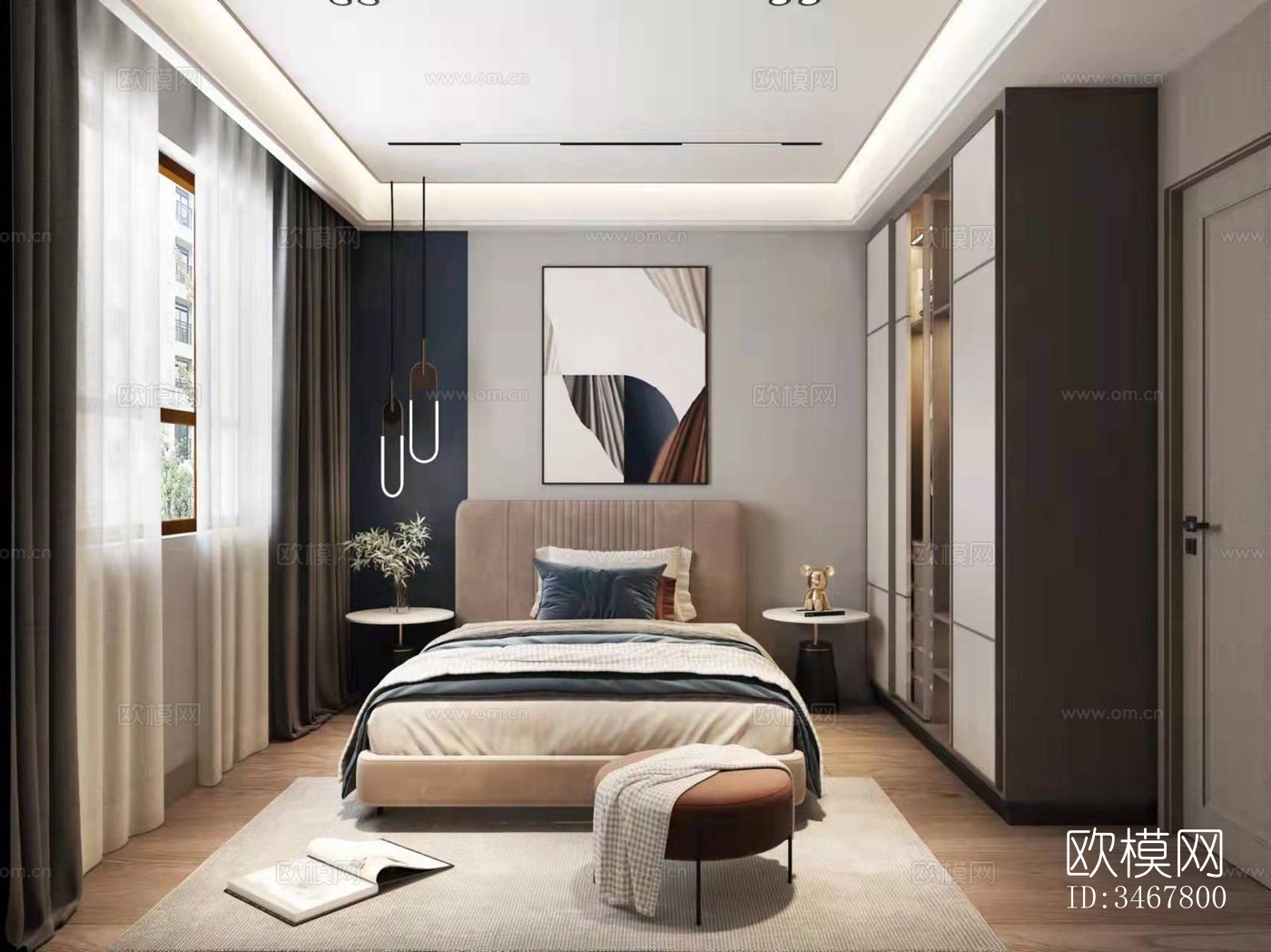 现代大平层效果图下载（渲染图4）