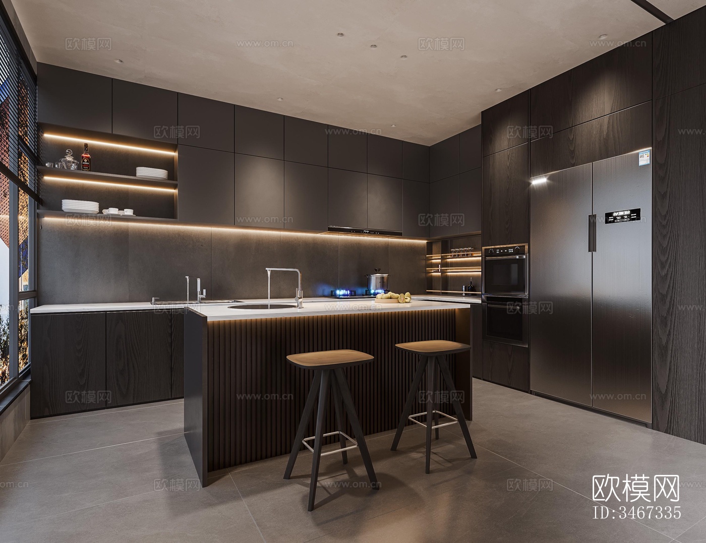 现代大平层效果图下载（渲染图4）