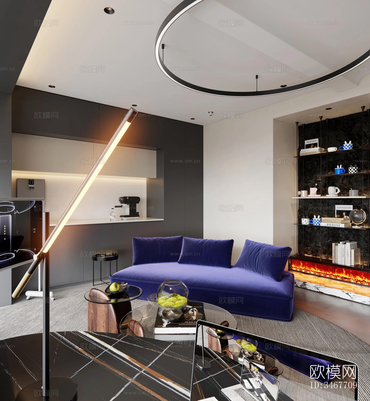 现代大平层效果图下载（渲染图12）