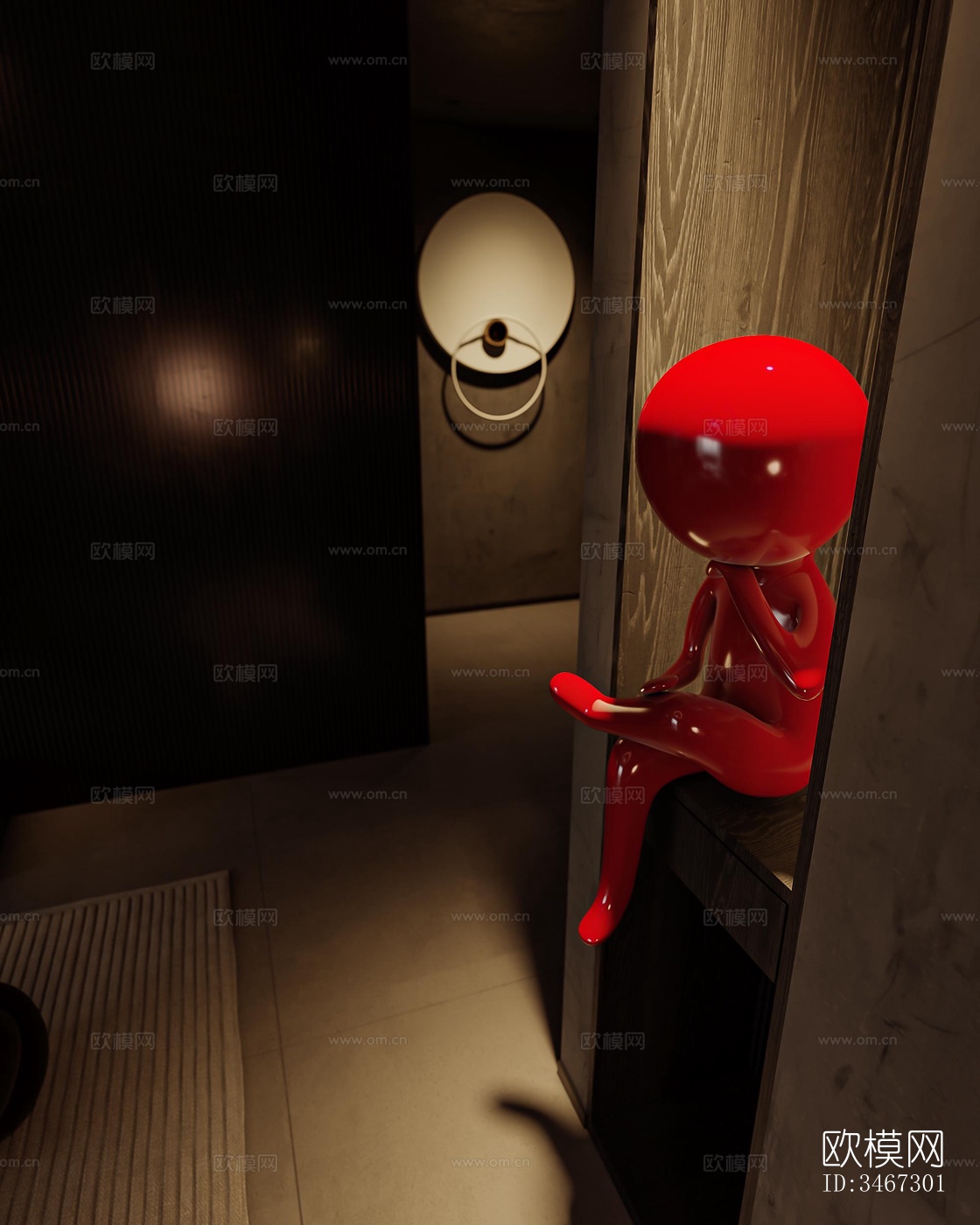 现代大平层效果图下载（渲染图3）