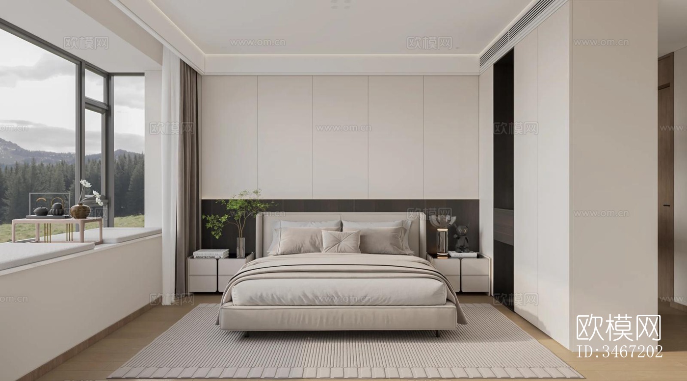 现代大平层效果图下载（渲染图10）