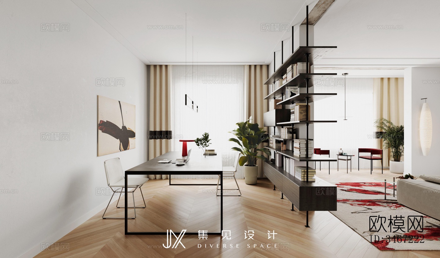 现代大平层效果图下载（渲染图17）