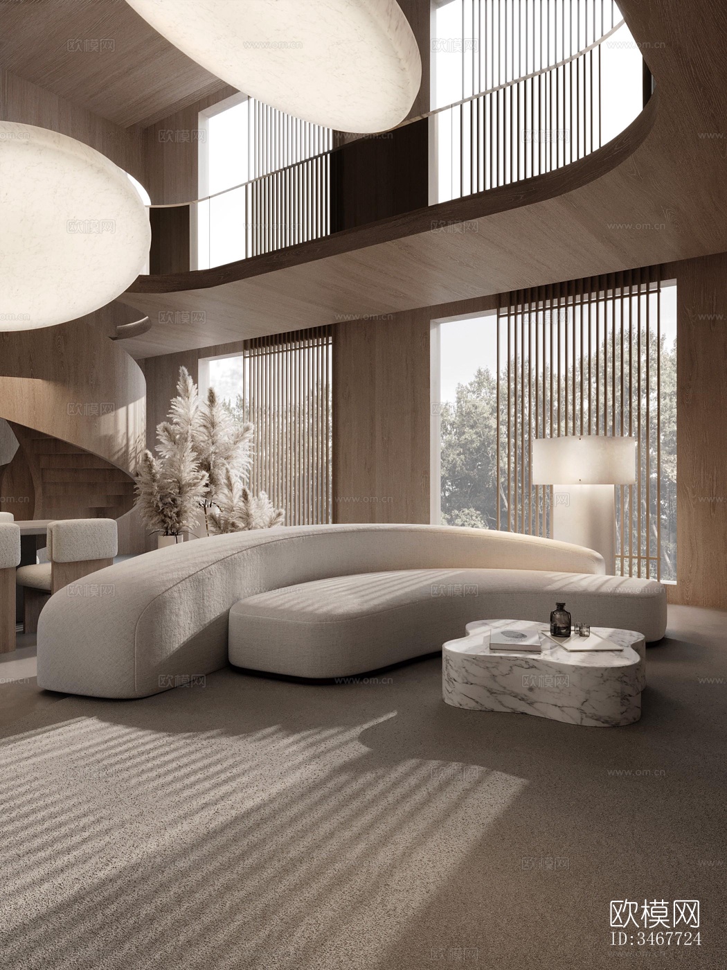 现代大平层效果图下载（渲染图2）