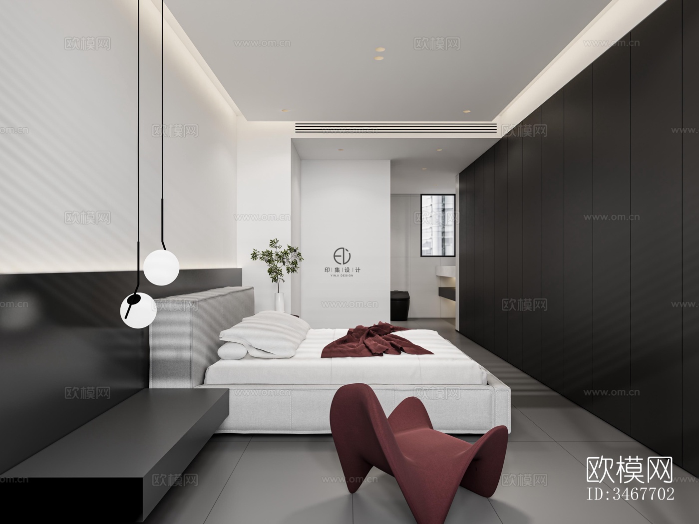 现代大平层效果图下载（渲染图3）