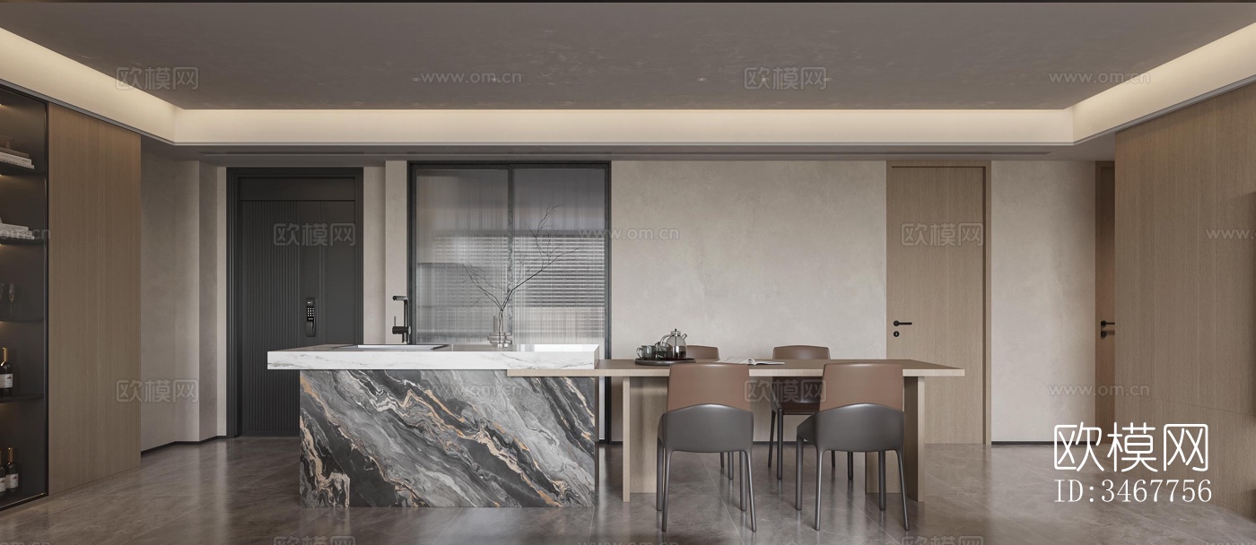 现代大平层效果图下载（渲染图11）