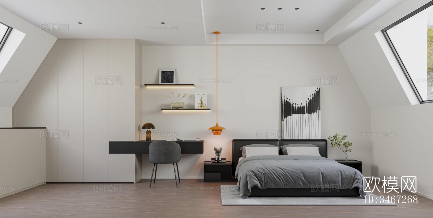 现代大平层效果图下载（渲染图8）