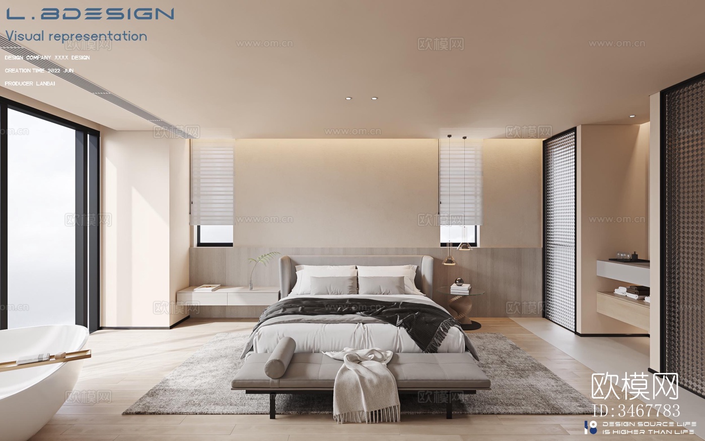 现代大平层效果图下载（渲染图4）