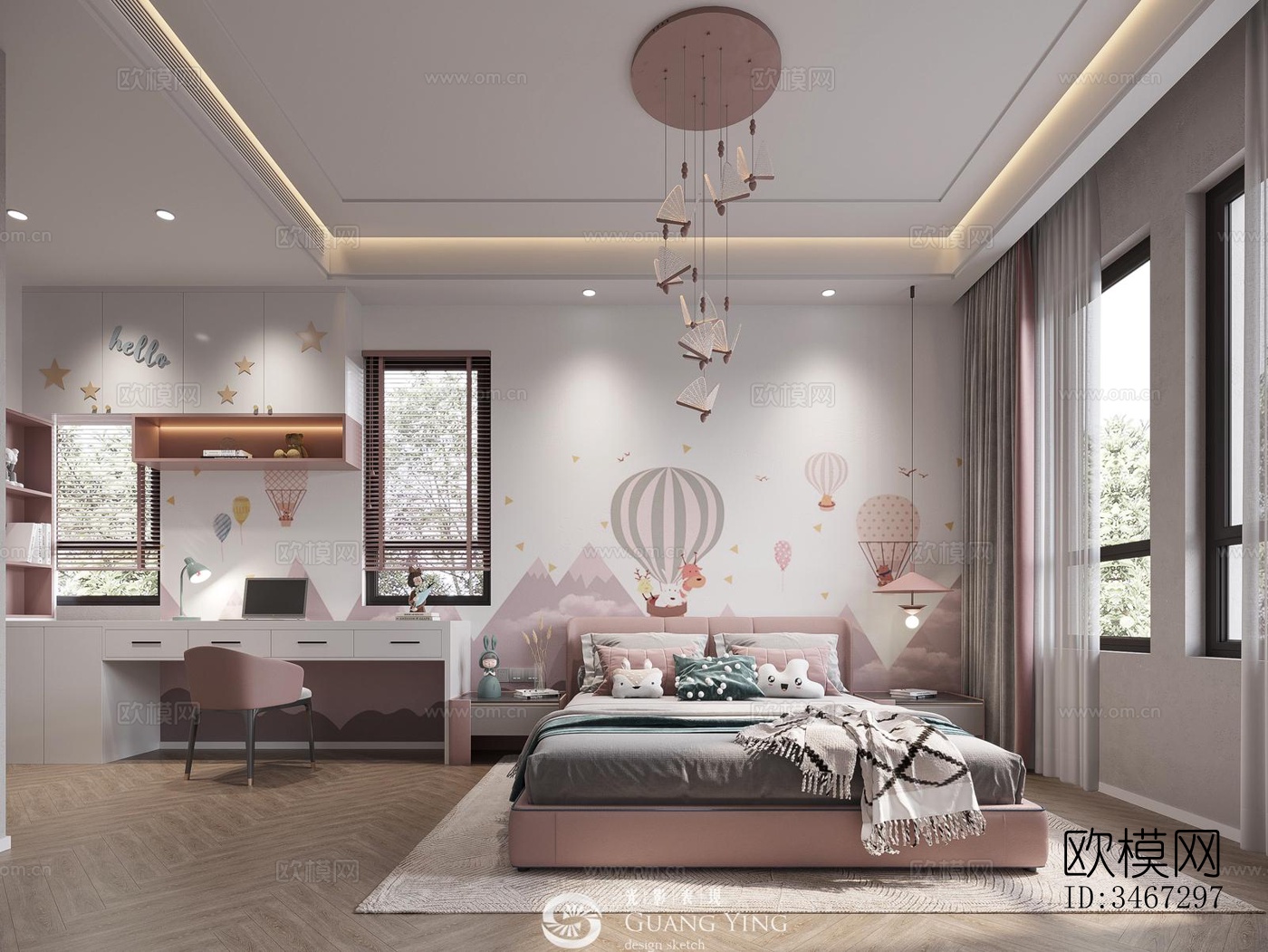 现代大平层效果图下载（渲染图4）