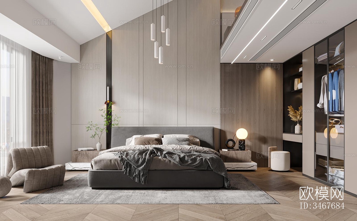 现代大平层效果图下载（渲染图5）