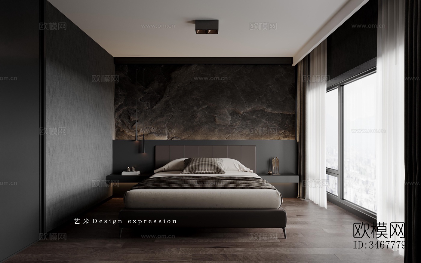 现代大平层效果图下载（渲染图1）