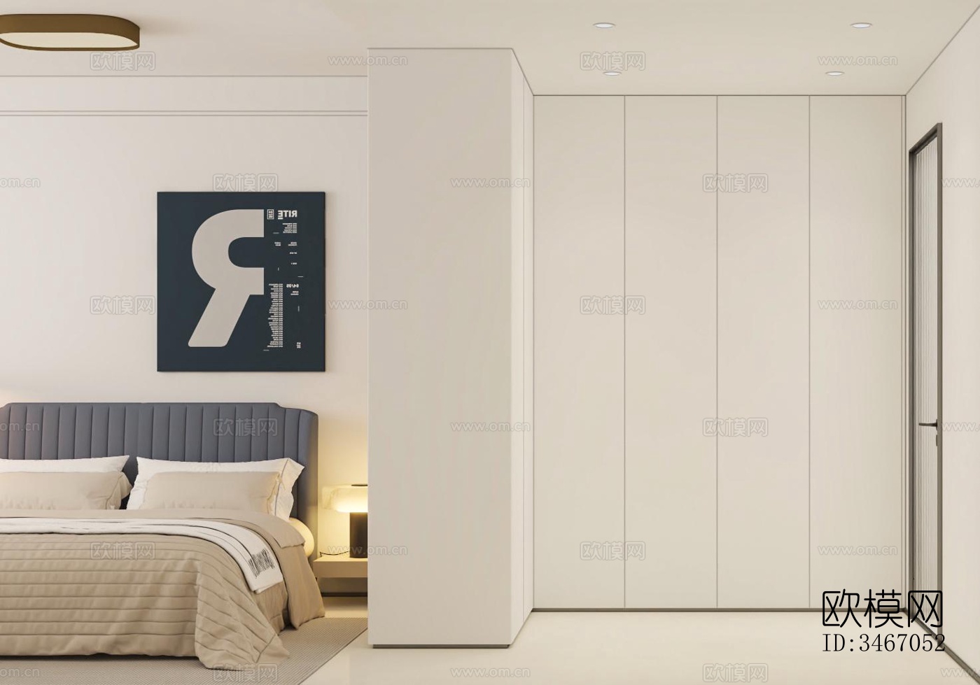 现代卧室效果图下载（渲染图1）