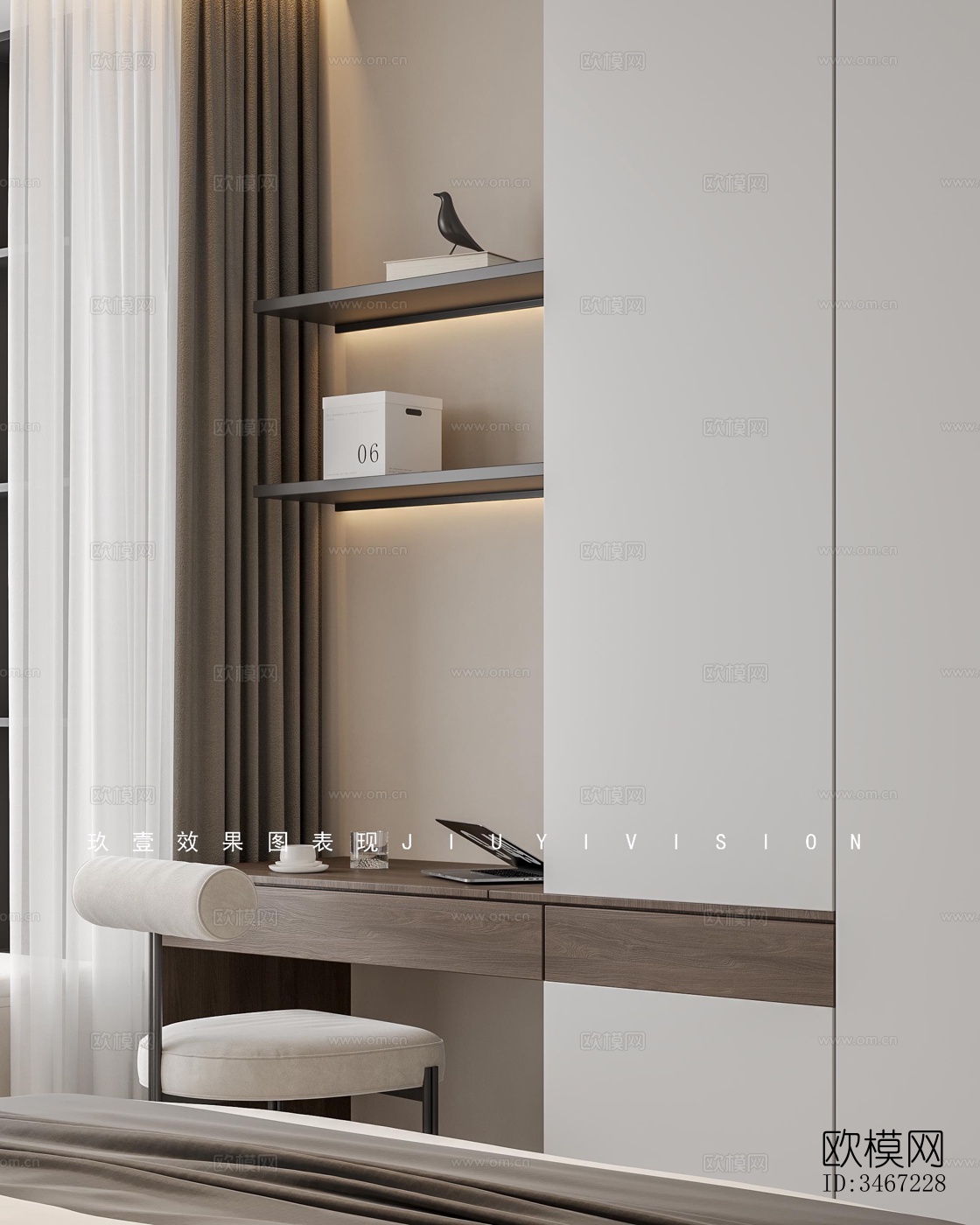 现代大平层效果图下载（渲染图11）