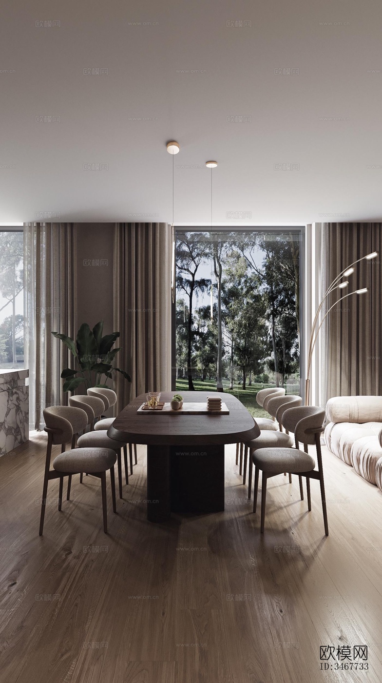 现代大平层效果图下载（渲染图3）