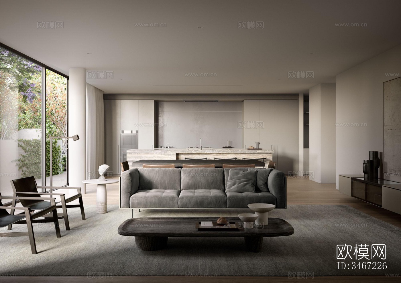 现代大平层效果图下载（渲染图15）