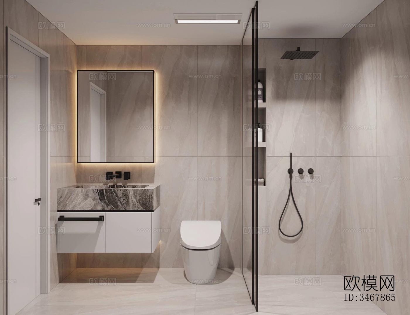 现代大平层效果图下载（渲染图4）