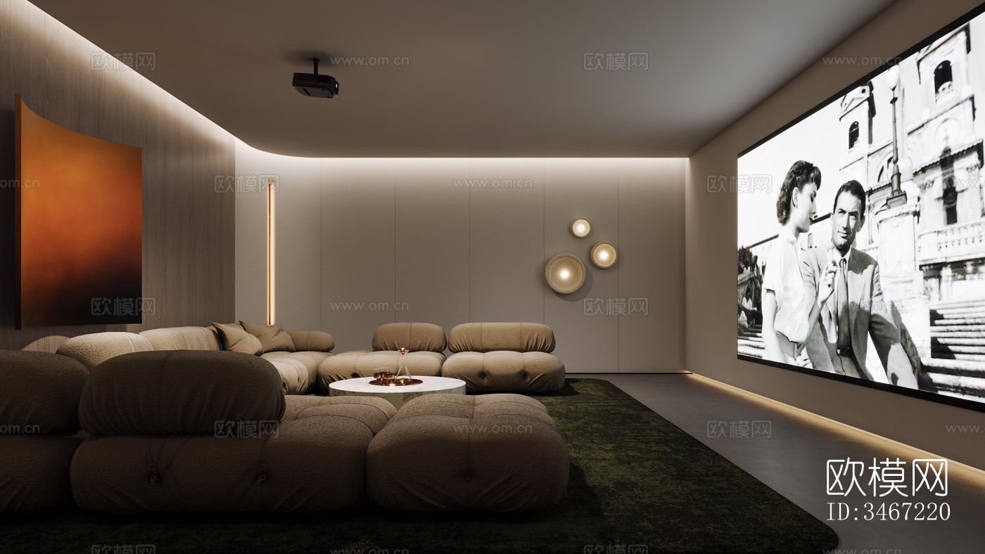 现代大平层效果图下载（渲染图4）