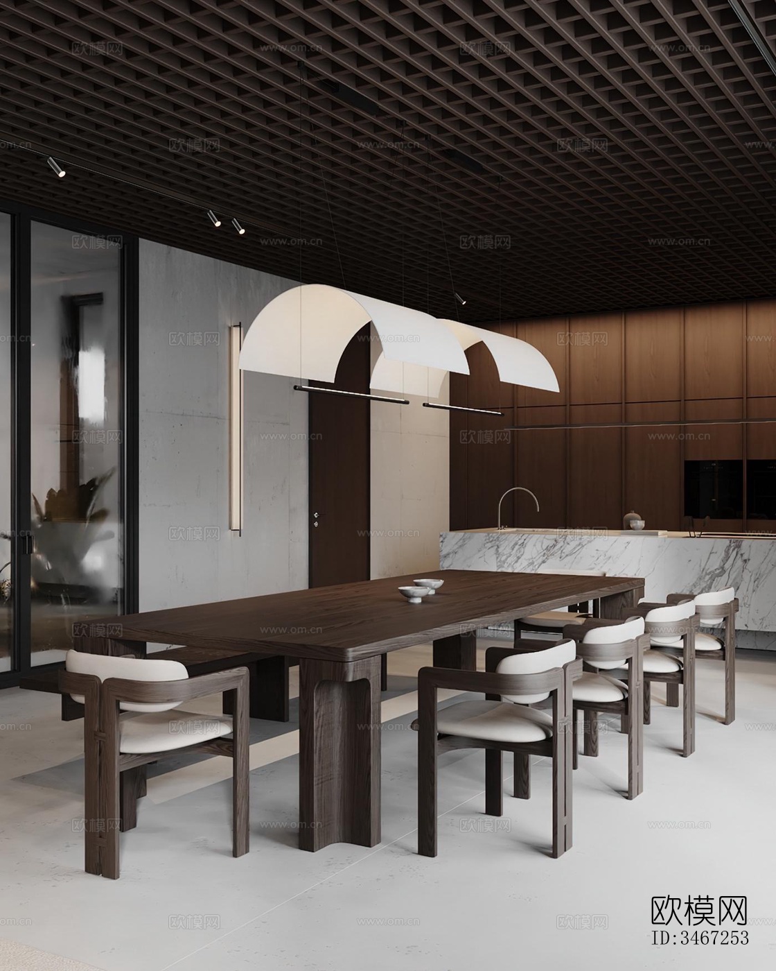 现代大平层效果图下载（渲染图3）