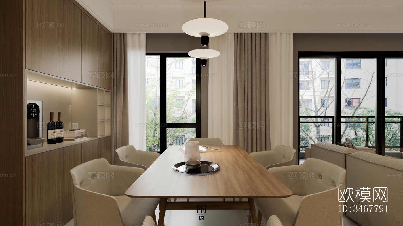 现代大平层效果图下载（渲染图18）