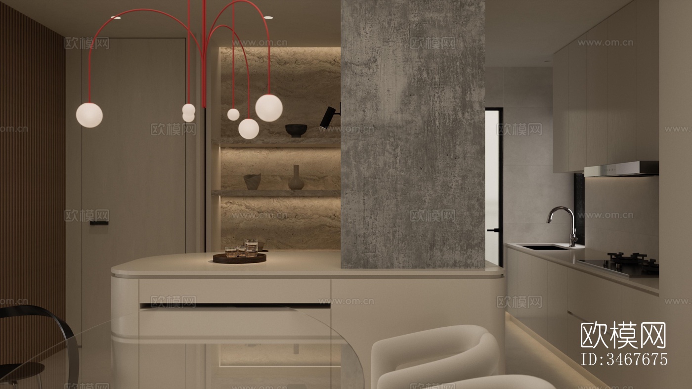 现代大平层效果图下载（渲染图5）