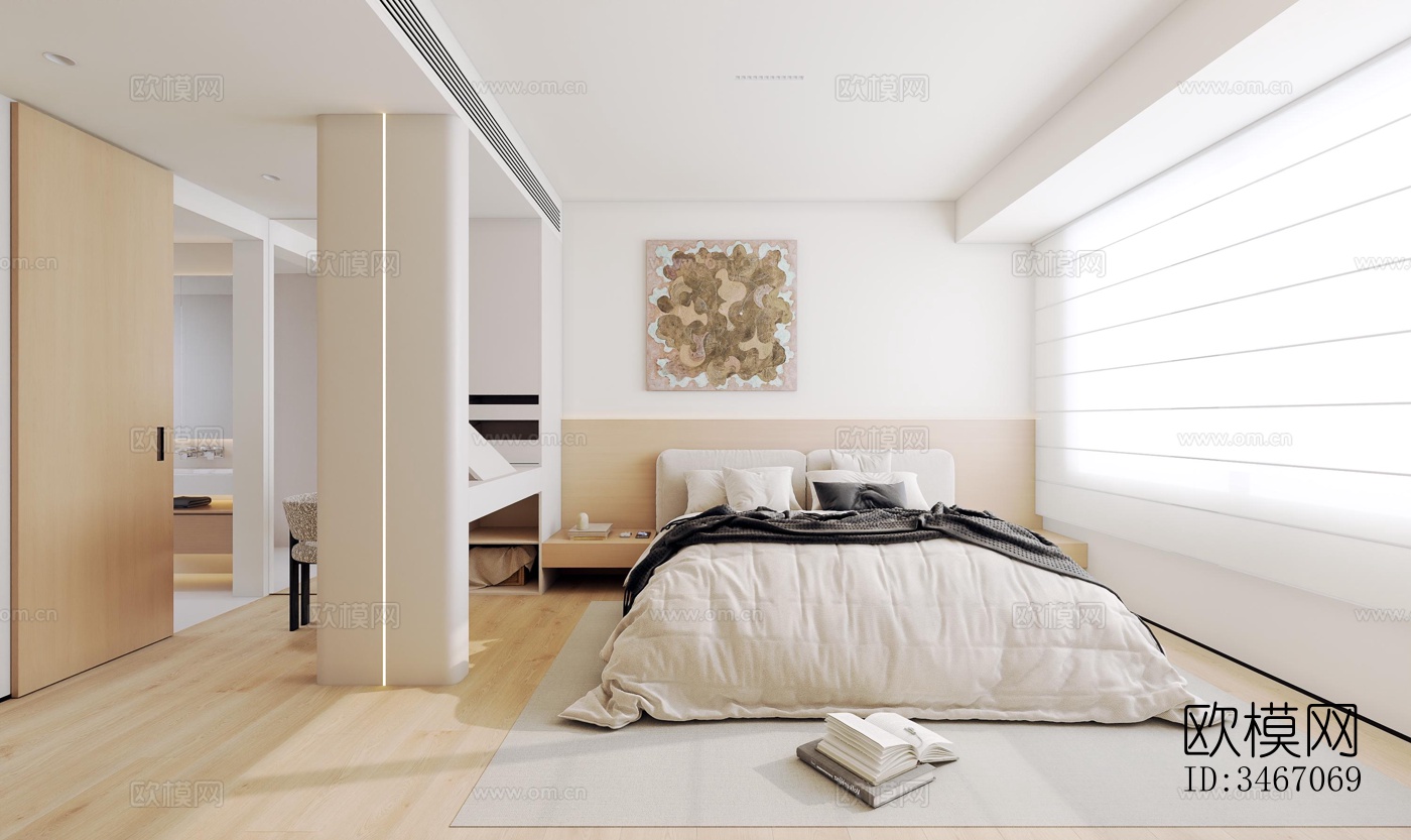 现代卧室效果图下载（渲染图1）