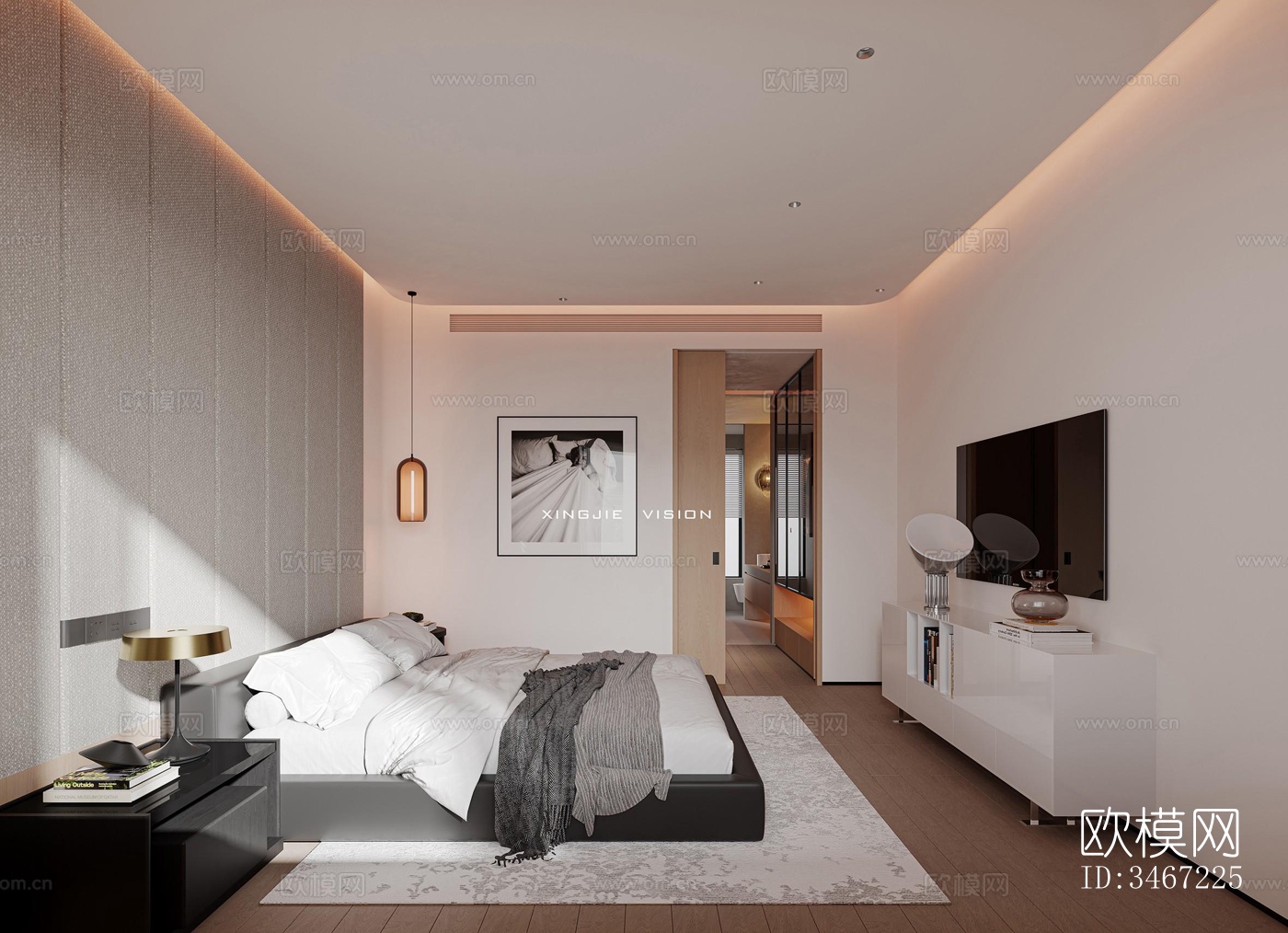 现代大平层效果图下载（渲染图13）