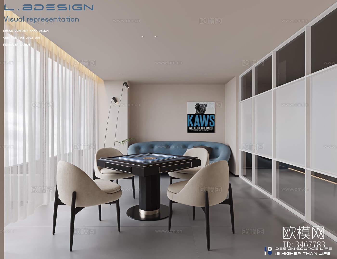 现代大平层效果图下载（渲染图7）