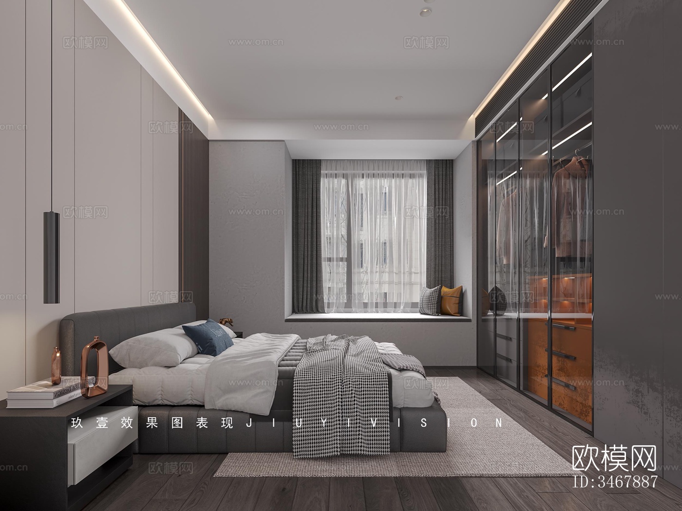 现代大平层效果图下载（渲染图3）