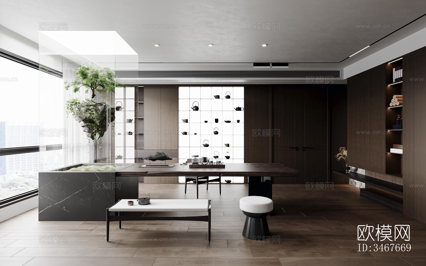 现代大平层效果图下载（渲染图14）