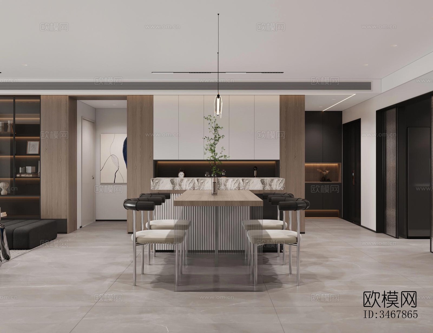 现代大平层效果图下载（渲染图14）