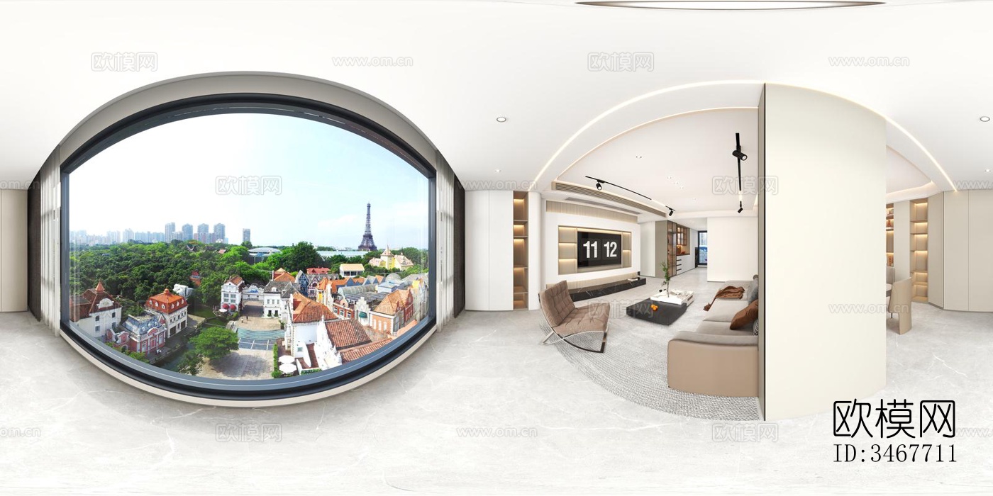 现代大平层效果图下载（渲染图8）