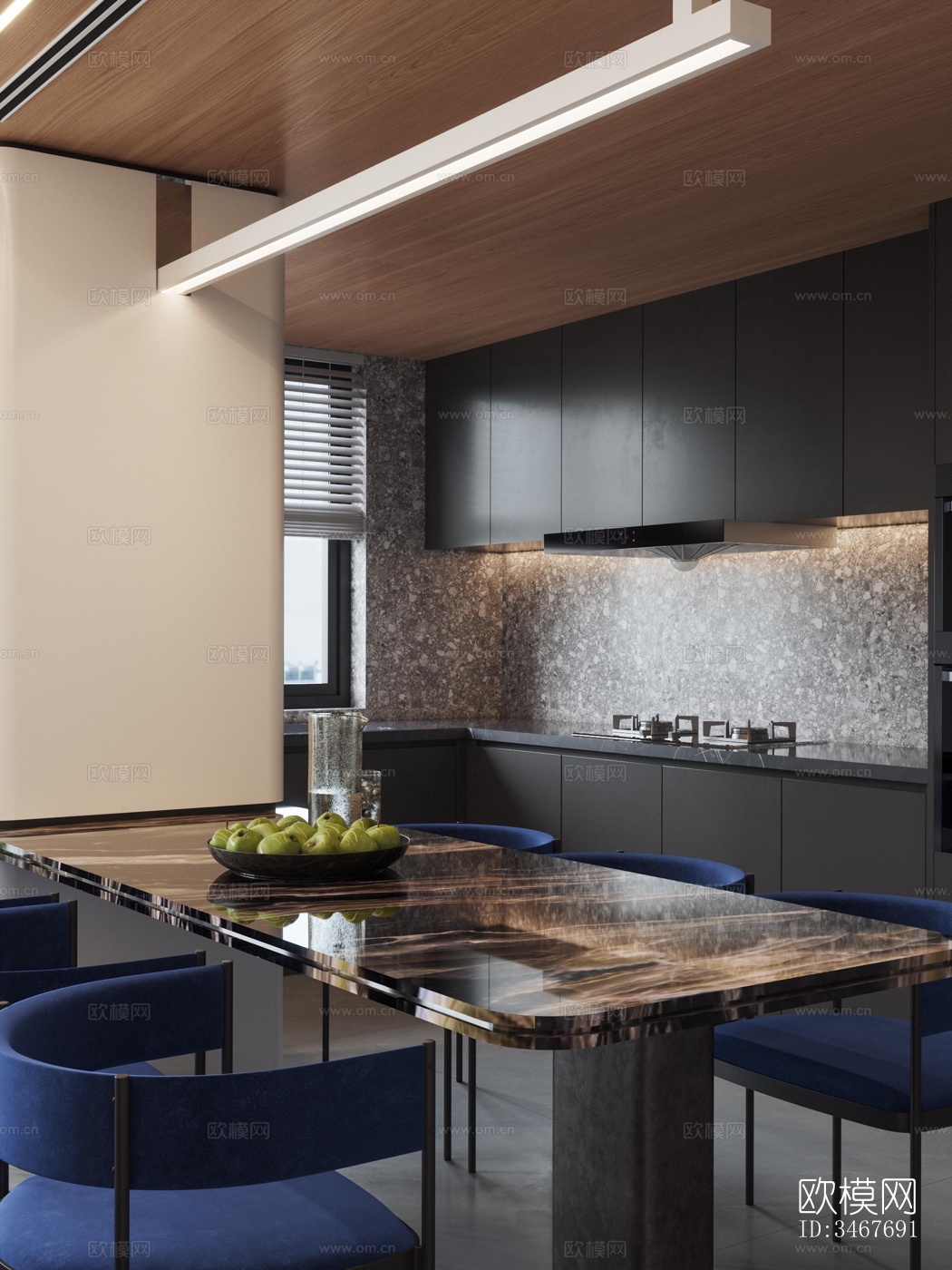 现代大平层效果图下载（渲染图2）