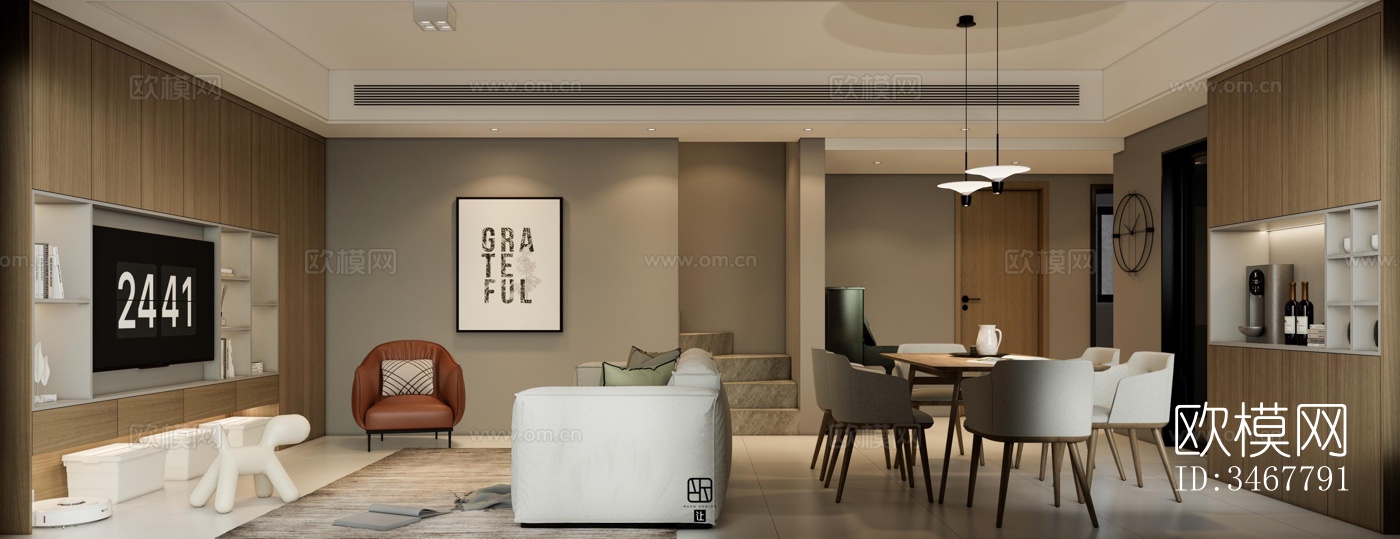 现代大平层效果图下载（渲染图11）