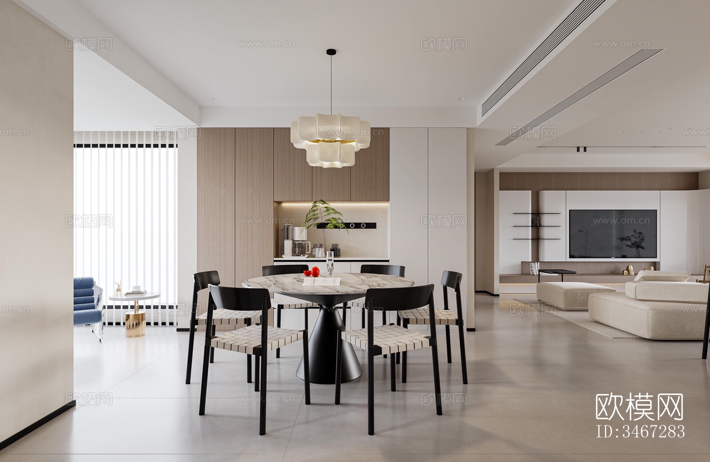 现代大平层效果图下载（渲染图8）