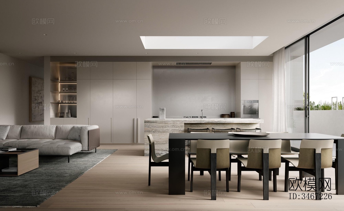 现代大平层效果图下载（渲染图16）